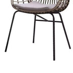 Royal Hampton Outdoor Patio Chair Set of 4, Natural Brown Rattan, Black Steel