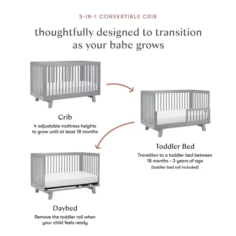 Babyletto Hudson 3-in-1 Convertible Crib with Toddler Bed Conversion Kit