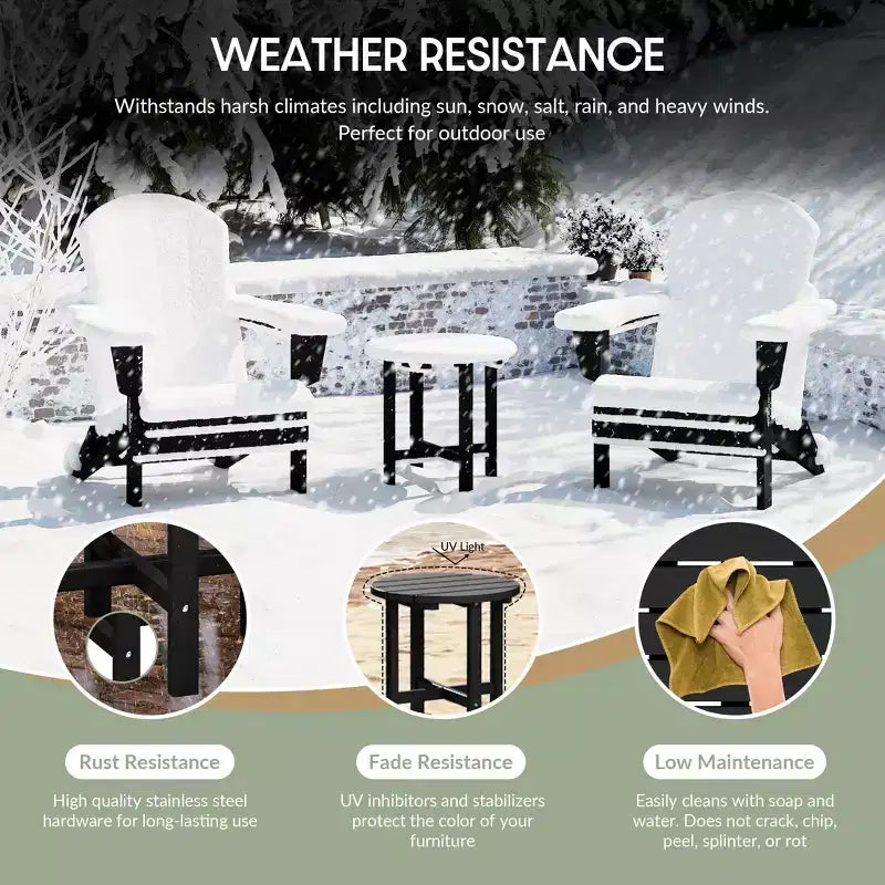 WestinTrends Malibu Set da 2 Pezzi Pieghevole da Esterno Regolabile Sedia Adirondack con Portabicchieri e Poggiapiedi a Scomparsa e Tavolino Laterale da 18