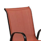 Royal Hampton Outdoor Stacking Chair Set of 2, Red Mesh Fabric, Black Metal
