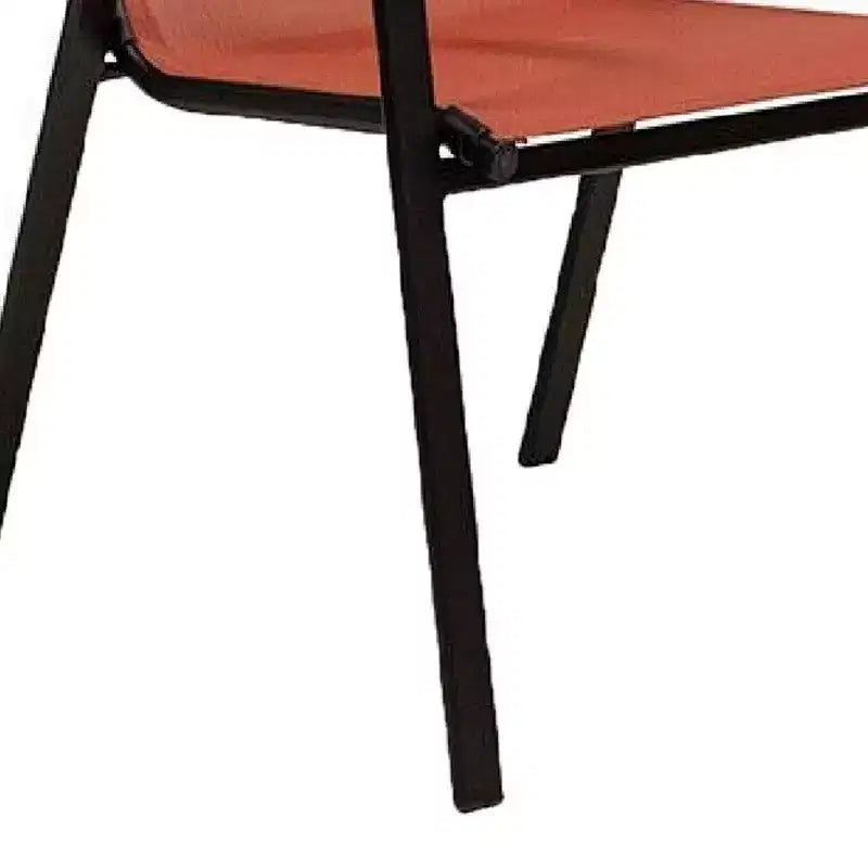 Royal Hampton Outdoor Stacking Chair Set of 2, Red Mesh Fabric, Black Metal