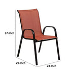 Royal Hampton Outdoor Stacking Chair Set of 2, Red Mesh Fabric, Black Metal
