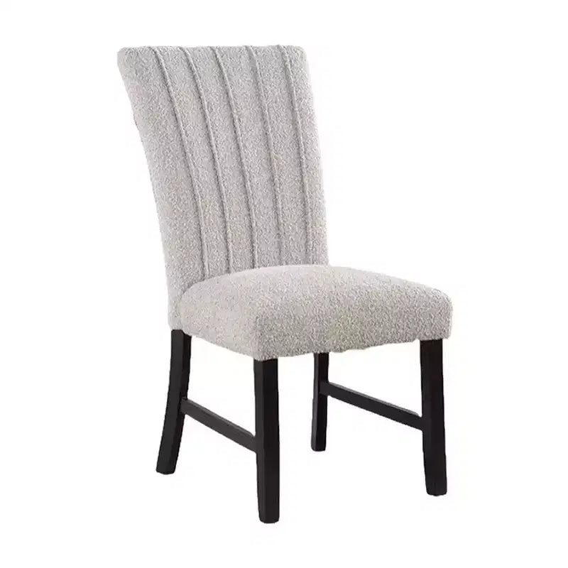 Royal Hampton Dining Side Chair Set of 2, Vertical Tufted Gray Boucle, Black