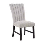 Royal Hampton Dining Side Chair Set of 2, Vertical Tufted Gray Boucle, Black