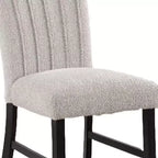 Royal Hampton Dining Side Chair Set of 2, Vertical Tufted Gray Boucle, Black