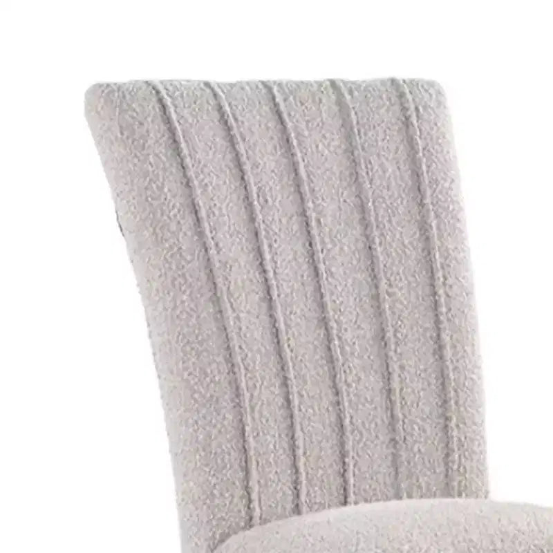 Royal Hampton Dining Side Chair Set of 2, Vertical Tufted Gray Boucle, Black