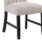 Royal Hampton Dining Side Chair Set of 2, Vertical Tufted Gray Boucle, Black