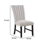 Royal Hampton Dining Side Chair Set of 2, Vertical Tufted Gray Boucle, Black