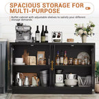 4 Fluted Glass DoorsLarge Wood Cabinet with Modern Storage Cabinet for Living Room, Dinning Room,