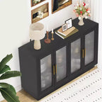 4 Fluted Glass DoorsLarge Wood Cabinet with Modern Storage Cabinet for Living Room, Dinning Room,