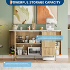 3 Drawers and Adjustable Shelves,Fluted Sideboard Buffet Cabinet, for Dining Living Room