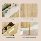 3 Drawers and Adjustable Shelves,Fluted Sideboard Buffet Cabinet, for Dining Living Room