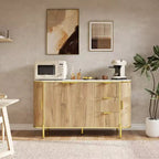 3 Drawers and Adjustable Shelves,Fluted Sideboard Buffet Cabinet, for Dining Living Room