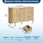 3 Drawers and Adjustable Shelves,Fluted Sideboard Buffet Cabinet, for Dining Living Room