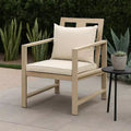 Royal Hampton Outdoor Armchair Set of 2, Washable Beige Covers, Natural Brown