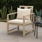 Royal Hampton Outdoor Armchair Set of 2, Washable Beige Covers, Natural Brown