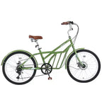 Biciclette Okak Cruiser da 24 pollici con Cestino Grande, Bici per Adulti a 6 Velocità con Telaio in Acciaio e Freno a Disco, Bici da Pendolare per Uomini e Donne