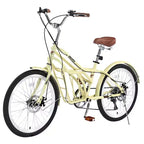 Biciclette Okak Cruiser da 24 pollici con Cestino Grande, Bici per Adulti a 6 Velocità con Telaio in Acciaio e Freno a Disco, Bici da Pendolare per Uomini e Donne