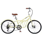 Biciclette Okak Cruiser da 24 pollici con Cestino Grande, Bici per Adulti a 6 Velocità con Telaio in Acciaio e Freno a Disco, Bici da Pendolare per Uomini e Donne