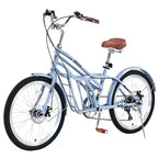 Biciclette Okak Cruiser da 24 pollici con Cestino Grande, Bici per Adulti a 6 Velocità con Telaio in Acciaio e Freno a Disco, Bici da Pendolare per Uomini e Donne