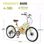 Biciclette Okak Cruiser da 24 pollici con Cestino Grande, Bici per Adulti a 6 Velocità con Telaio in Acciaio e Freno a Disco, Bici da Pendolare per Uomini e Donne