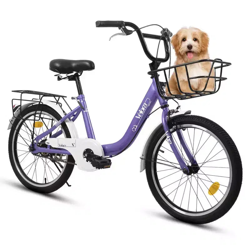 Bicicletta per bambini Okak 20IN con telaio leggero in acciaio, bici da crociera per bambini con freno a contropedale e freno a V, mini bici con paracatena e portapacchi posteriore