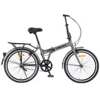 Bicicletta pieghevole Okak 24 pollici con parafanghi e doppio freno a V, bici da pendolare con telaio in acciaio e portapacchi, bici da crociera per uomo e donna