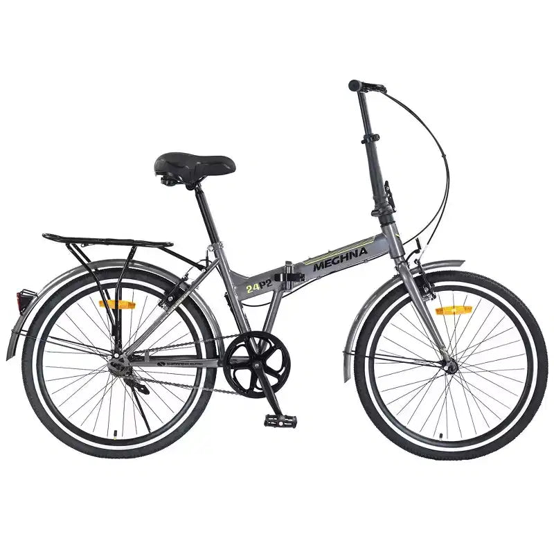Bicicletta pieghevole Okak 24 pollici con parafanghi e doppio freno a V, bici da pendolare con telaio in acciaio e portapacchi, bici da crociera per uomo e donna