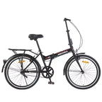 Bicicletta pieghevole Okak 24 pollici con parafanghi e doppio freno a V, bici da pendolare con telaio in acciaio e portapacchi, bici da crociera per uomo e donna
