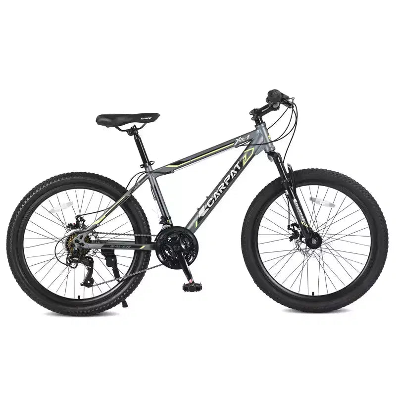 Bicicletta da montagna Okak 24IN con freni a disco doppi e sospensione anteriore, bicicletta per bambini con 21 velocità e telaio in acciaio, bicicletta per ragazzi e ragazze