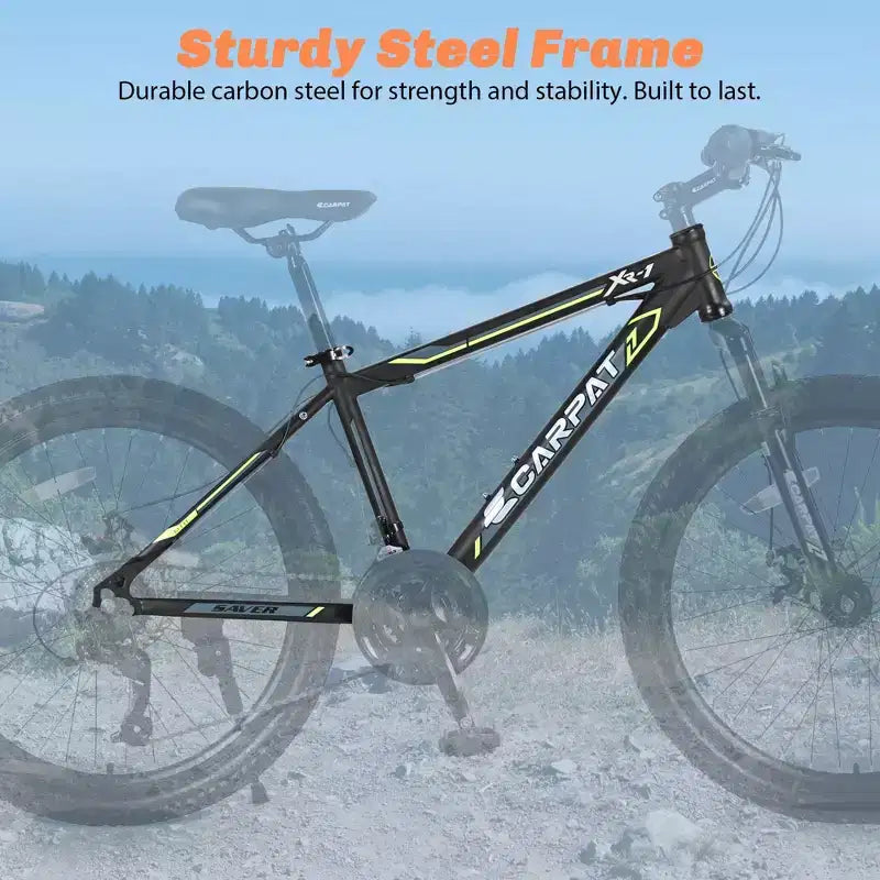 Bicicletta da montagna Okak 24IN con freni a disco doppi e sospensione anteriore, bicicletta per bambini con 21 velocità e telaio in acciaio, bicicletta per ragazzi e ragazze