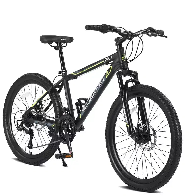 Bicicletta da montagna Okak 24IN con freni a disco doppi e sospensione anteriore, bicicletta per bambini con 21 velocità e telaio in acciaio, bicicletta per ragazzi e ragazze