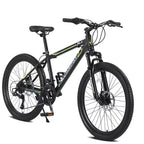 Bicicletta da montagna Okak 24IN con freni a disco doppi e sospensione anteriore, bicicletta per bambini con 21 velocità e telaio in acciaio, bicicletta per ragazzi e ragazze