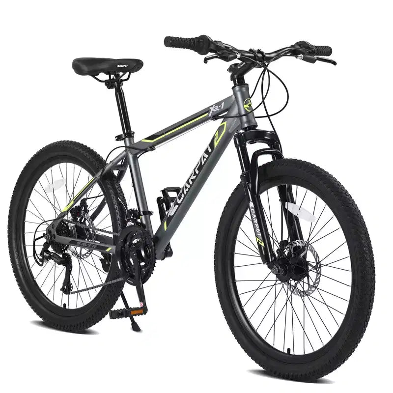 Bicicletta da montagna Okak 24IN con freni a disco doppi e sospensione anteriore, bicicletta per bambini con 21 velocità e telaio in acciaio, bicicletta per ragazzi e ragazze