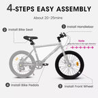 Okak Bici per Bambini 20 pollici con 7 velocità e telaio in acciaio, Bici per Bambini con doppi freni a disco e pneumatici da 1.75 pollici, Bici Cruiser per Bambini e Bambine