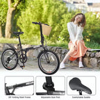 Bicicletta Pieghevole Okak 20IN con Cestino Anteriore, Supporto per Telefono e Parafanghi, Bici per Adulti a 6 Velocità con Telaio in Acciaio e Doppio Freno a V, Bicicletta per Uomini e Donne