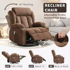 GustoWave Oversized Fabric 360 Swivel Rocking Recliner Chair with Heat and Massage, Extra Wide Lazy Recliner Sofa Chair for Adults