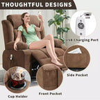 GustoWave Oversized Fabric 360 Swivel Rocking Recliner Chair with Heat and Massage, Extra Wide Lazy Recliner Sofa Chair for Adults