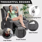GustoWave Oversized Fabric 360 Swivel Rocking Recliner Chair with Heat and Massage, Extra Wide Lazy Recliner Sofa Chair for Adults