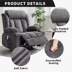 GustoWave Oversized Fabric 360 Swivel Rocking Recliner Chair with Heat and Massage, Extra Wide Lazy Recliner Sofa Chair for Adults