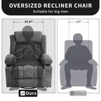 GustoWave Oversized Fabric 360 Swivel Rocking Recliner Chair with Heat and Massage, Extra Wide Lazy Recliner Sofa Chair for Adults