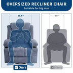 GustoWave Oversized Fabric 360 Swivel Rocking Recliner Chair with Heat and Massage, Extra Wide Lazy Recliner Sofa Chair for Adults