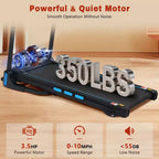 3.5HP Foldable Treadmill for Home with Incline, 10MPH, 350Lbs Capacity, Heart Rate Sensors, Type-C & USB Charging, Bluetooth Speaker