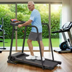 Tapis Roulant Pieghevole per Anziani con Corrimano Estesi, Opzione di Controllo tramite APP, Design Portatile, Capacità di Carico 136 kg