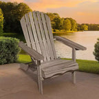 Sedia Adirondack da esterno Royal Hampton, schienale a doghe, legno di eucalipto grigio