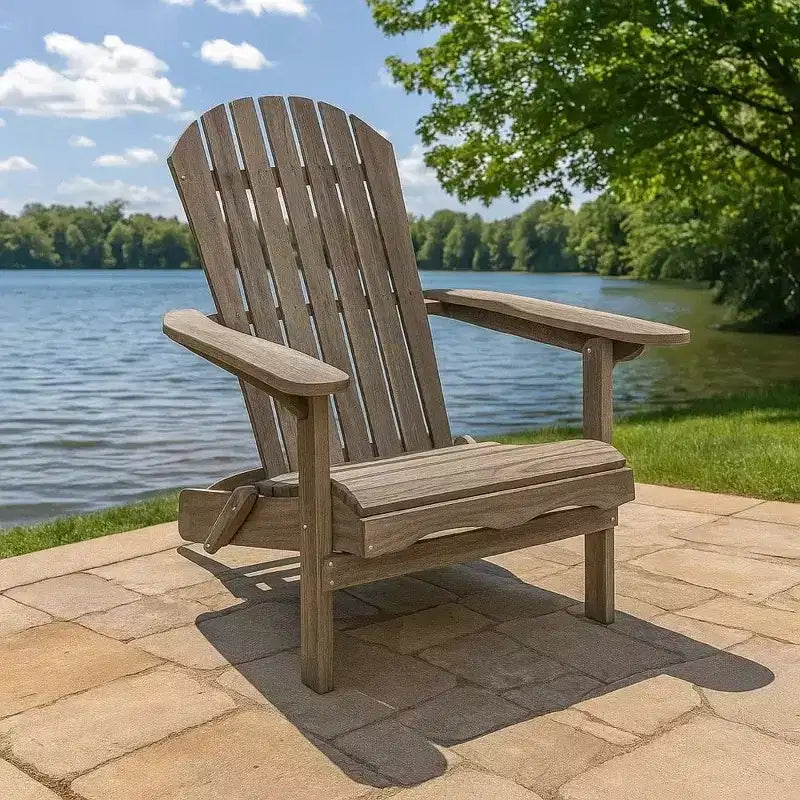 Sedia Adirondack da esterno Royal Hampton, schienale a doghe, legno di eucalipto grigio