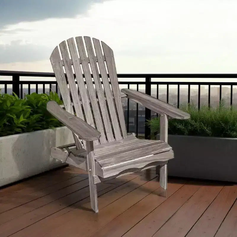 Sedia Adirondack da esterno Royal Hampton, schienale a doghe, legno di eucalipto grigio