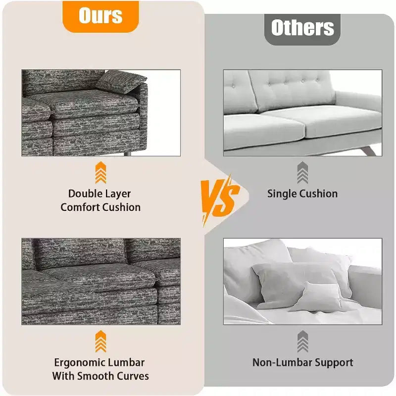 108 XL Modular Sectional Sofa, Deep Seat Modern Chenille L-Shaped Cloud Couch for 4 with Movable Ottoman, Versatile Sectional for Living Room