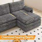 108 XL Modular Sectional Sofa, Deep Seat Modern Chenille L-Shaped Cloud Couch for 4 with Movable Ottoman, Versatile Sectional for Living Room