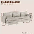 108 XL Modular Sectional Sofa, Deep Seat Modern Chenille L-Shaped Cloud Couch for 4 with Movable Ottoman, Versatile Sectional for Living Room